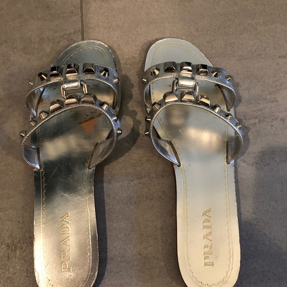 PRADA Silver Metallic Sandals - Picture 2 of 3